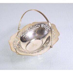 Vintage English Silver plated bon-bon dish initialled W, opulent key dish,